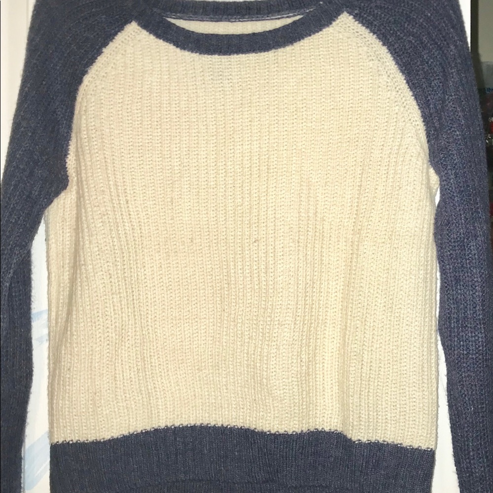 color block sweater. hip length